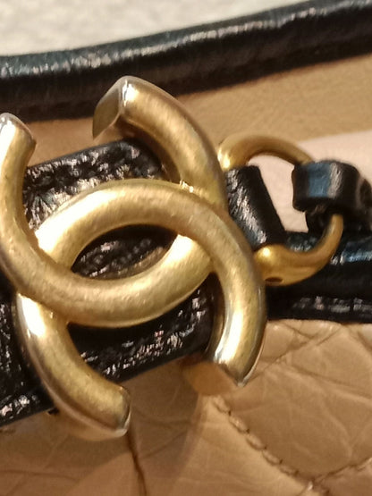 Chanel Gabrielle Hobo Bag Beige/Black Medium Series 27