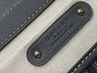 Goyard Saigon Tote Bag Goyardine Canvas with Structured Leather Trim Gris MM