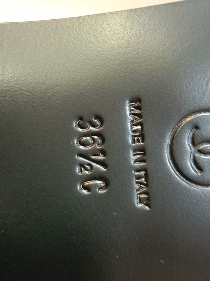 Chanel Mary Jane CC Clasp Flats Black Size 36.5
