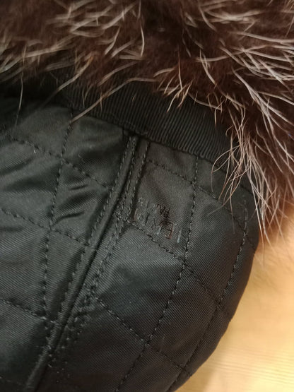 Hermes Black Quilted Leather Raccoon Winter Hat