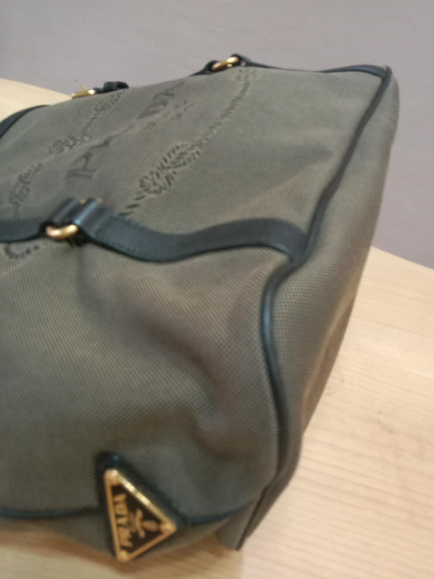 Prada Logo Jacquard Tote Corda Bruciato