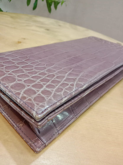 Dior Crocodile Embossed Mauve Clutch