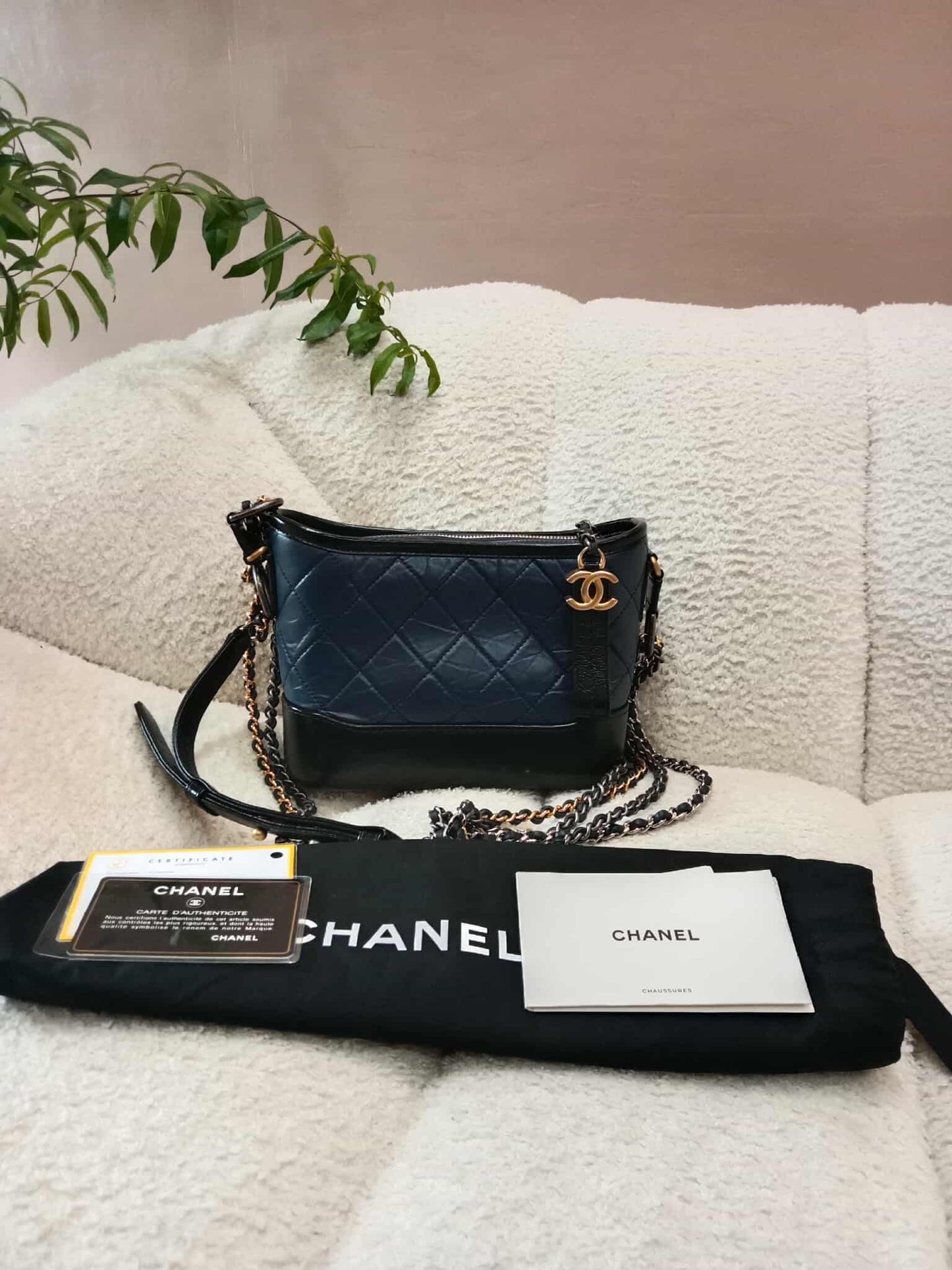 Chanel Gabrielle Small Hobo Bag in Navy/Black Calfskin Series 25