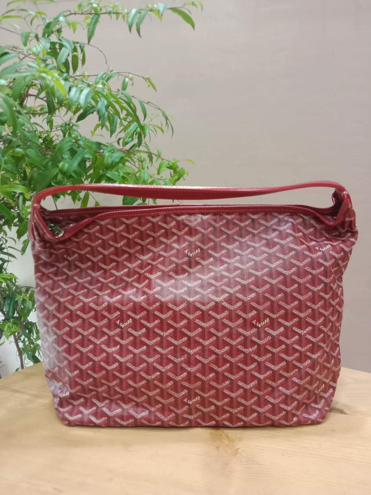 Goyard Boheme Hobo Bag Red Monogram Canvas Fidji Chevron Print