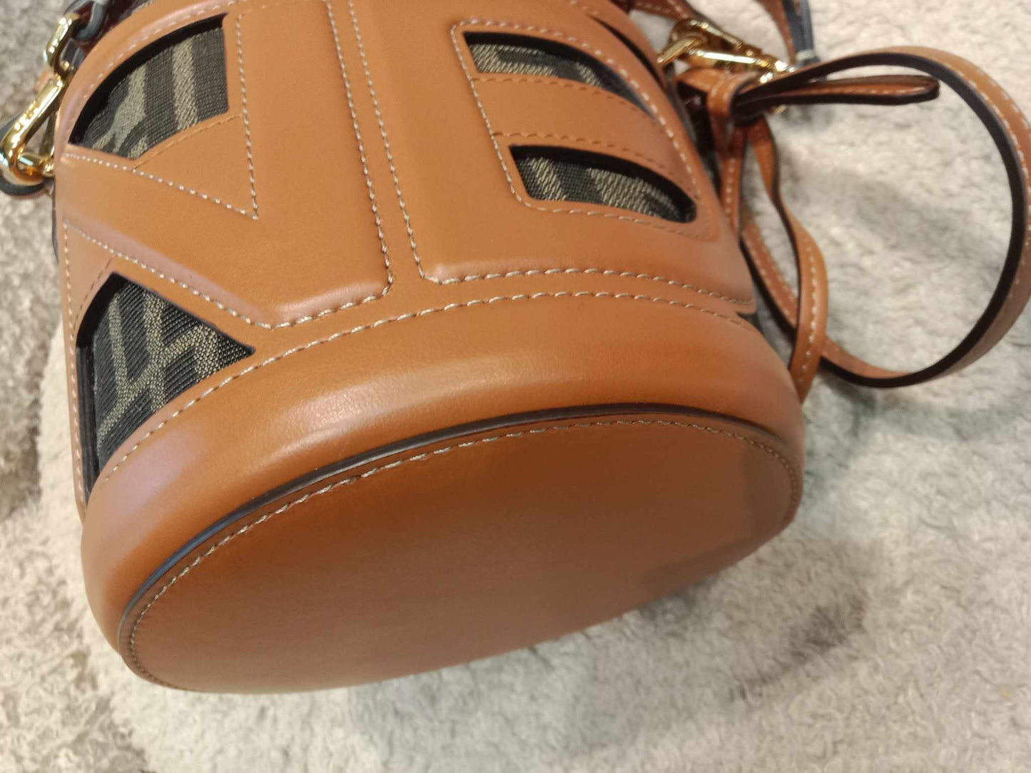 Fendi Step Out Canvas Bucket Bag Brown