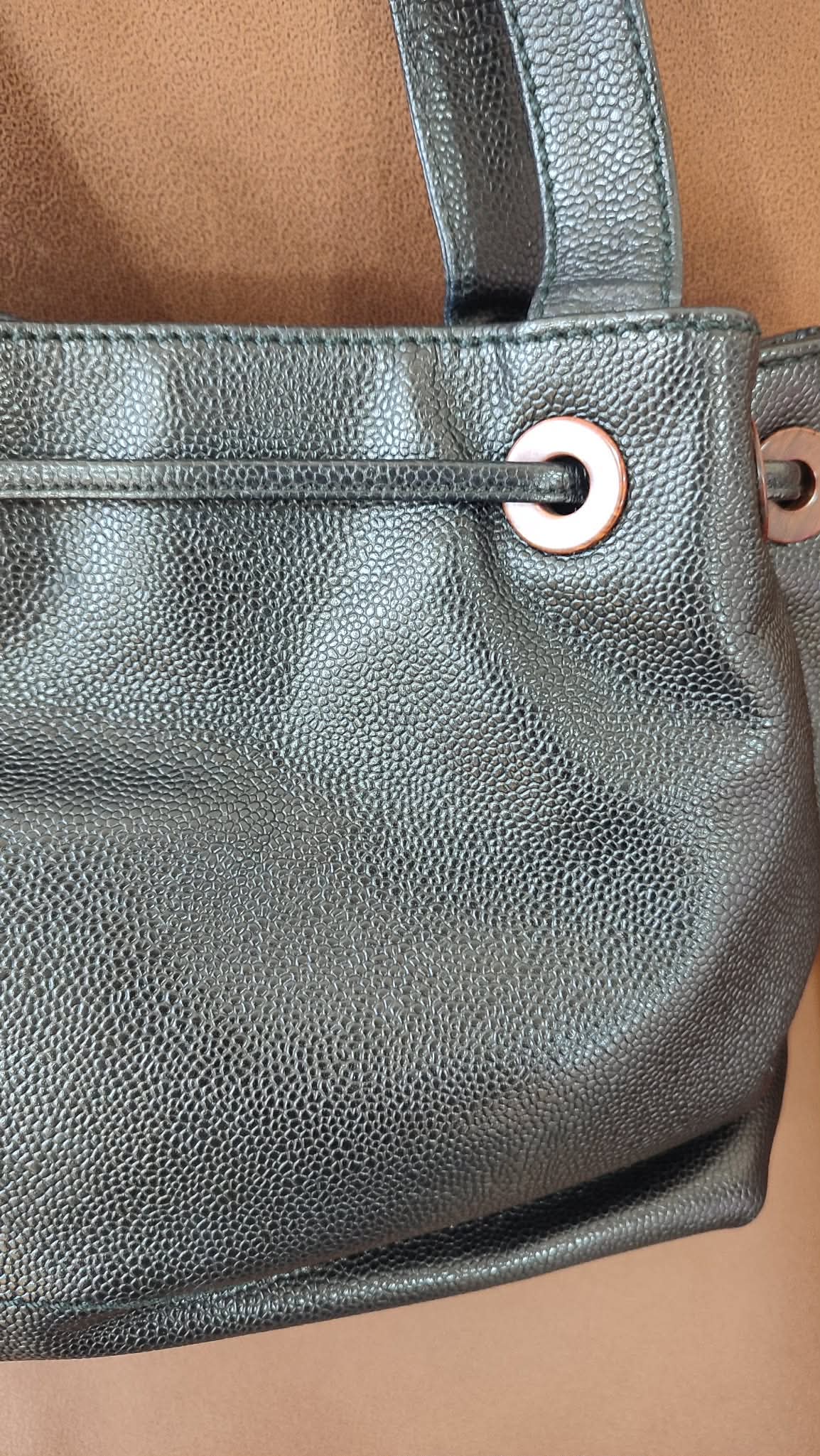 Chanel CC Caviar Drawstring Bucket Bag Black Series 7
