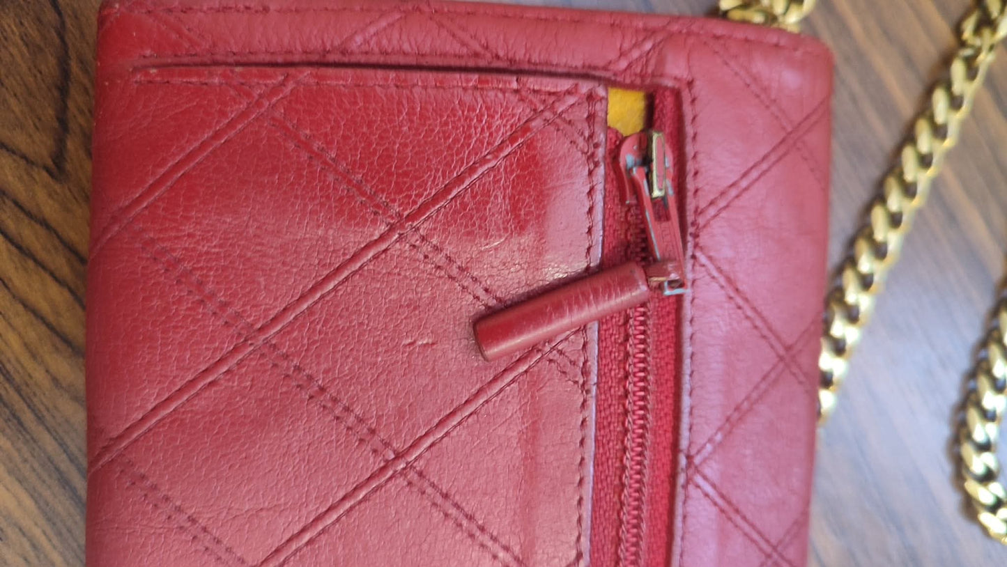 Chanel Vintage Envelope Wallet Red Lambskin Series 3