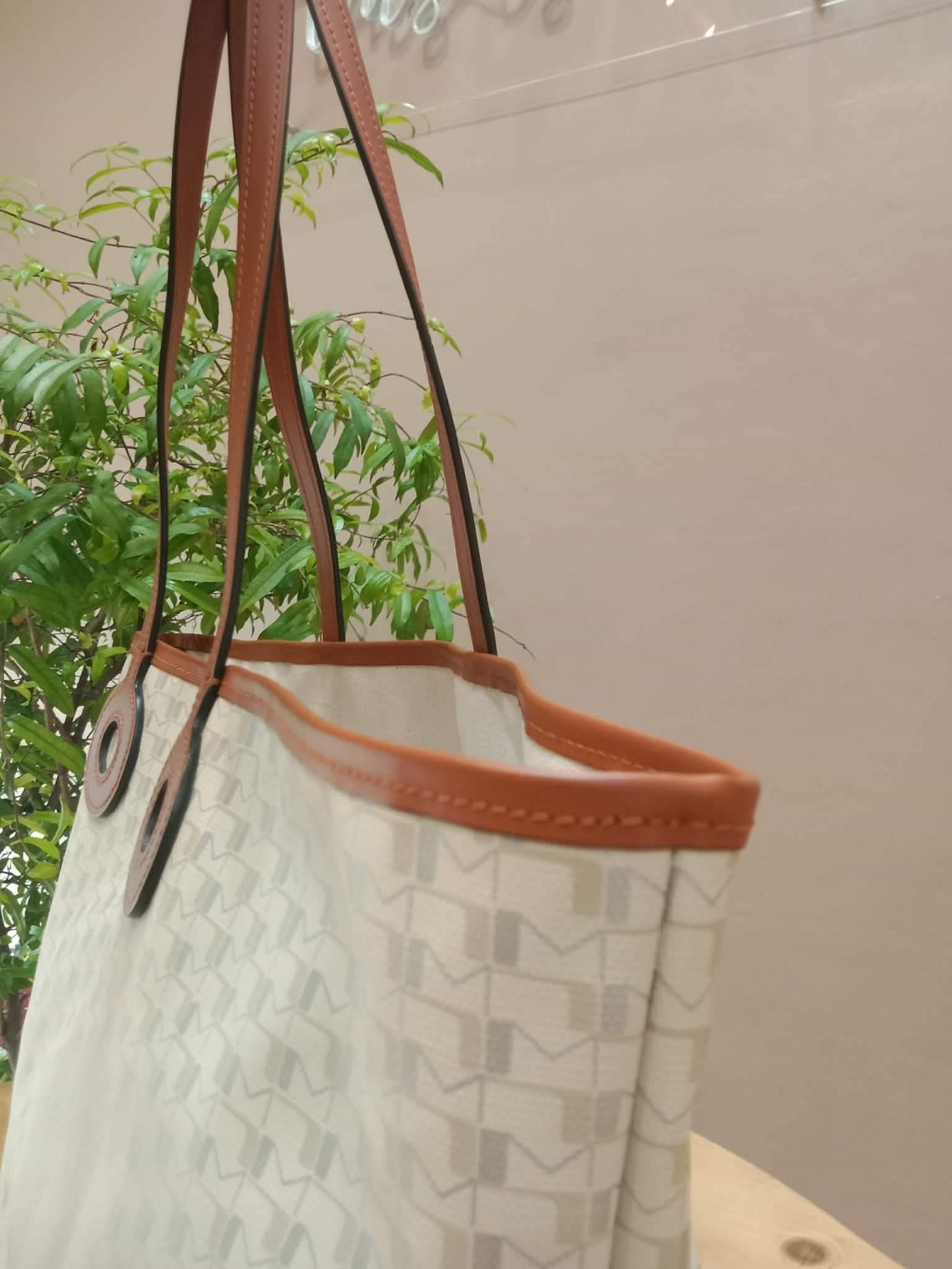 Moynat Paris Oh! Tote Ruban Monogram Canvas Beige