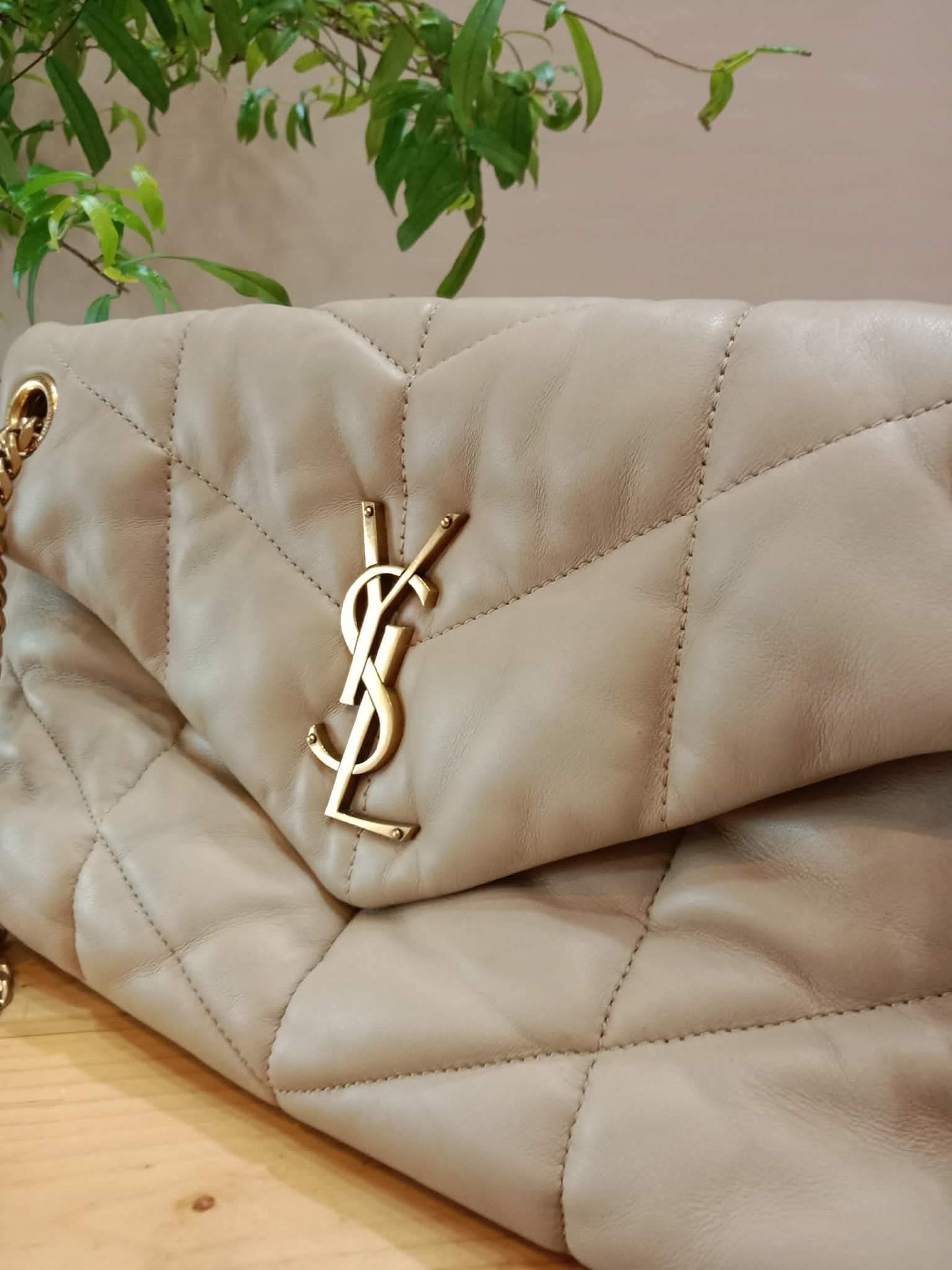 Saint Laurent Quilted Lambskin Lou Puffer Shoulder Bag