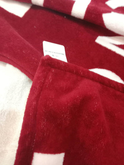 Chanel By Sea Line Cotton Blanket featuring Large printed Leather
