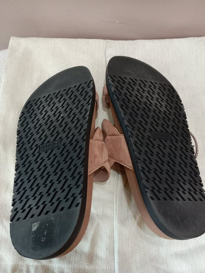 Hermes Extra Sandals Suede PInk Size 36.5