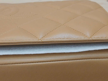 Chanel Diamond CC Chain Brown Caramel Lambskin Flap Bag Series 18