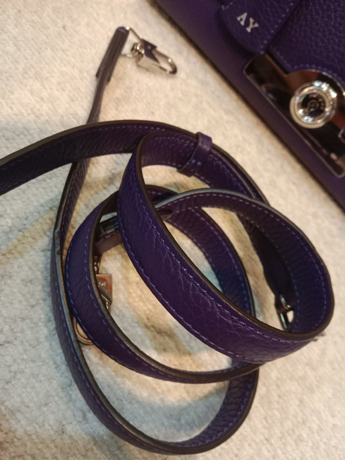 Moynat Rejane Purple Leather Bag