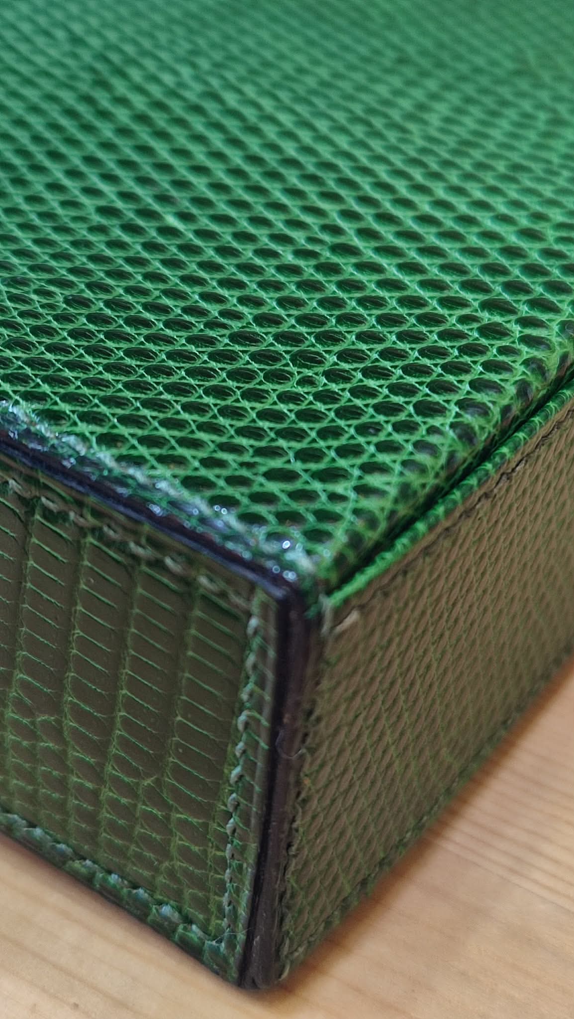 Hermes Lizard Green Vintage Bag Stamp O Circle 1985