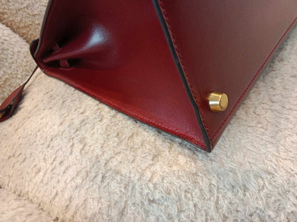 Hermes Kelly 32 Boxcalf Bordeaux Stamp F Square 2002