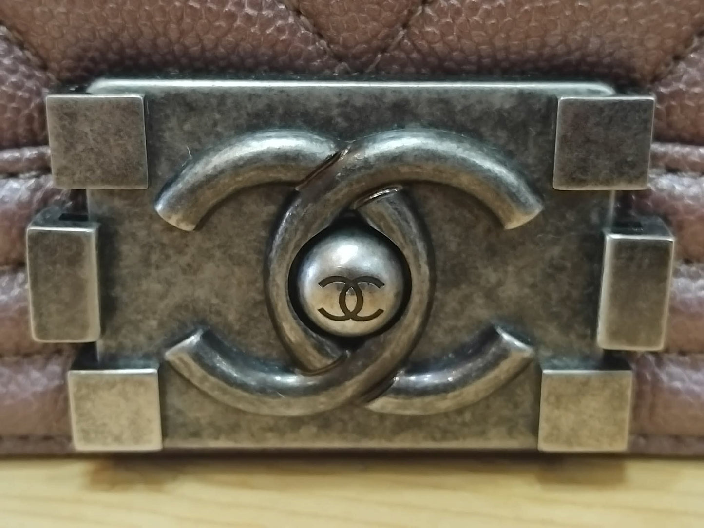 Chanel Le Boy Rose Gold Old Medium Caviar Series 26