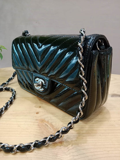 Chanel Classic Rectangular Mini Flap Patent Black Series 23