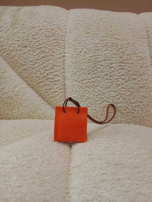 Hermes Shopping Bag Charm Orange