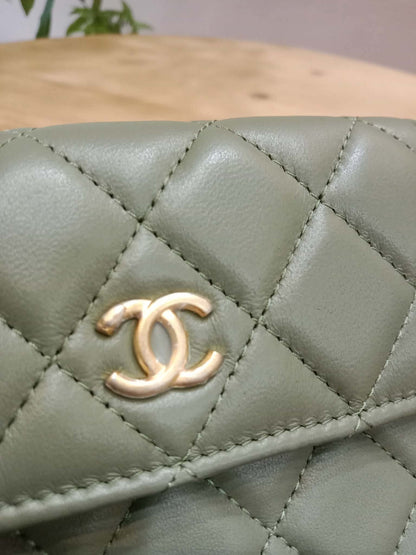 Chanel Pearl Crush Mini Quilted Lambskin Flap Bag Matcha Series 31