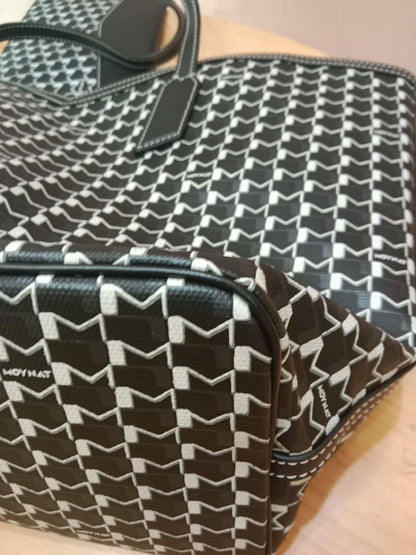 Moynat Paris M Tote Monogrammed Bag Black/White MM