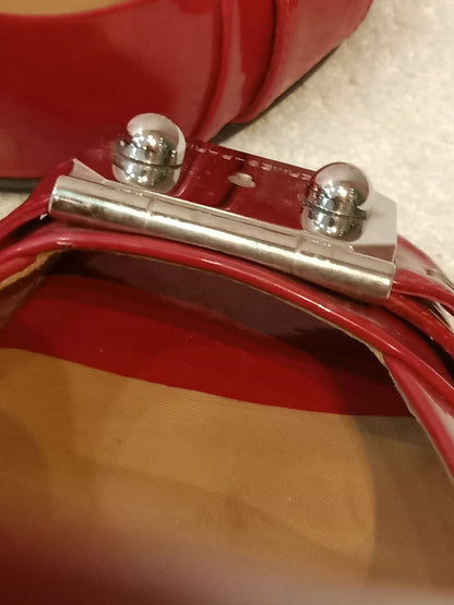 Hermes Heels Sandals Red Patent Size 38