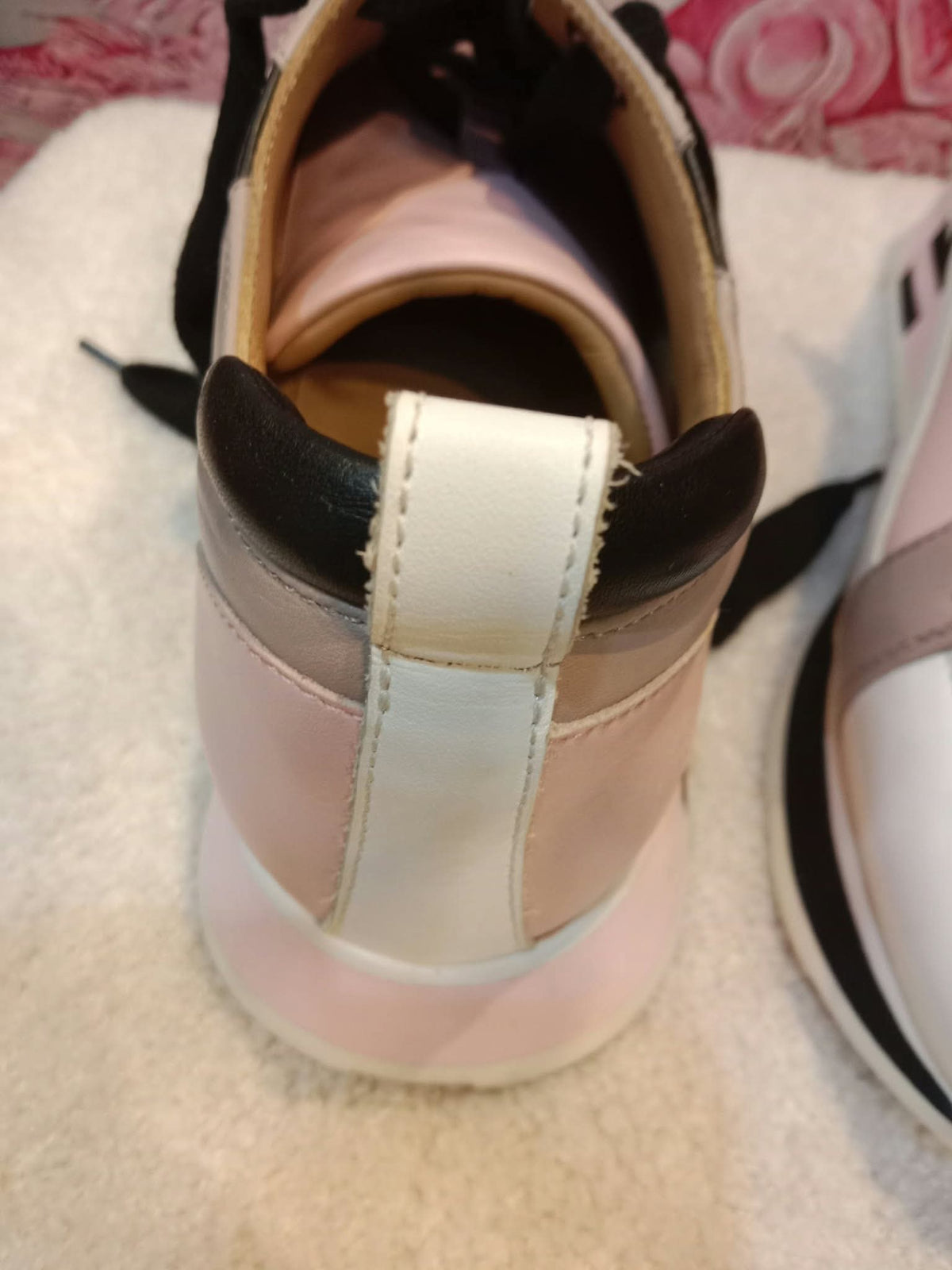 Hermes Rebus Sneakers Rose Aube/Black/White/Taupe Size 37.5
