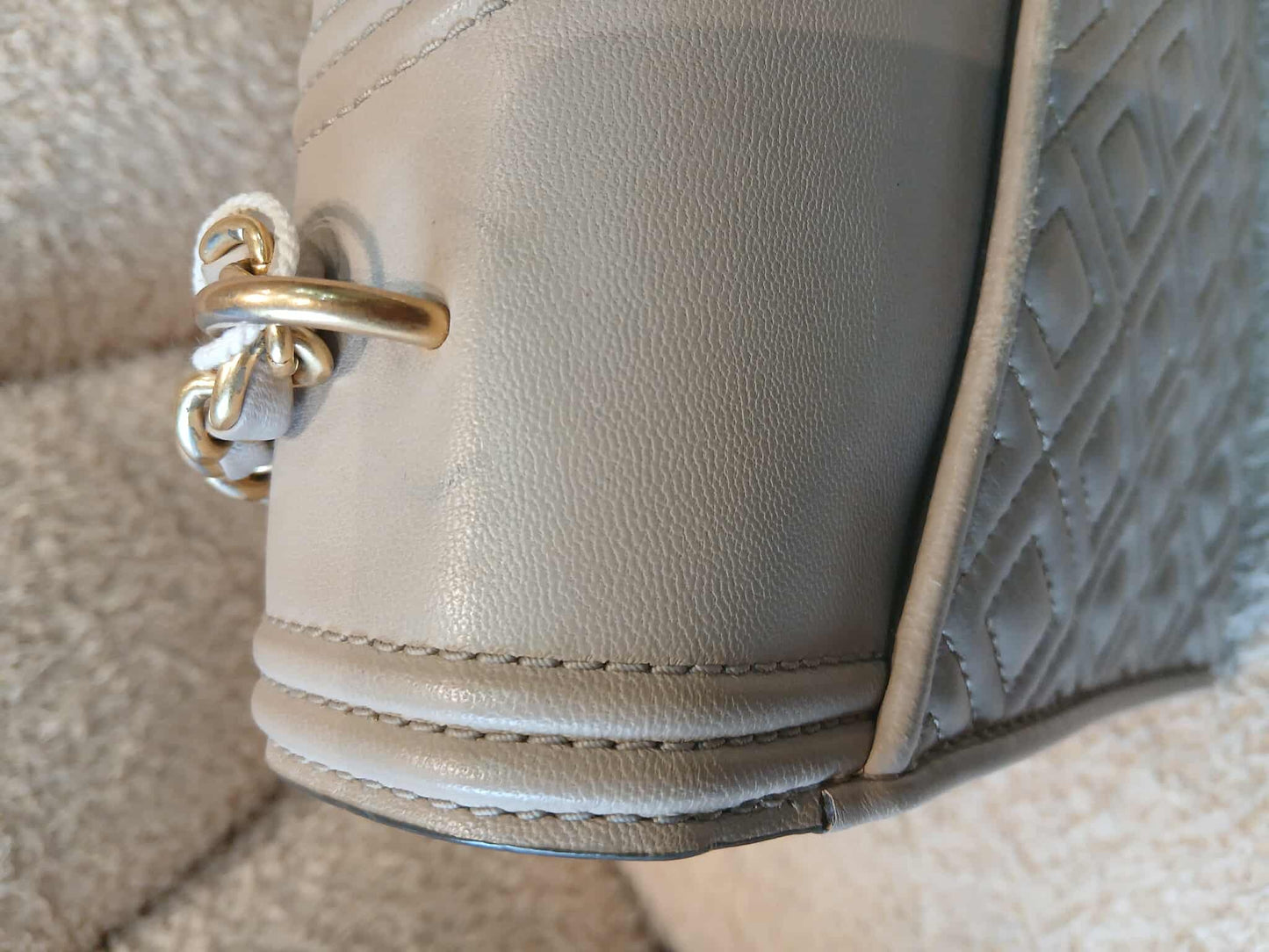 Tory Burch Fleming Beige Flap Bag