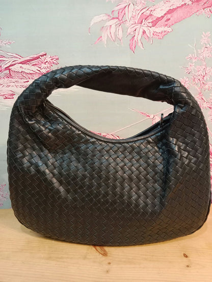 Bottega Veneta Hobo Intrecciato Bag Black