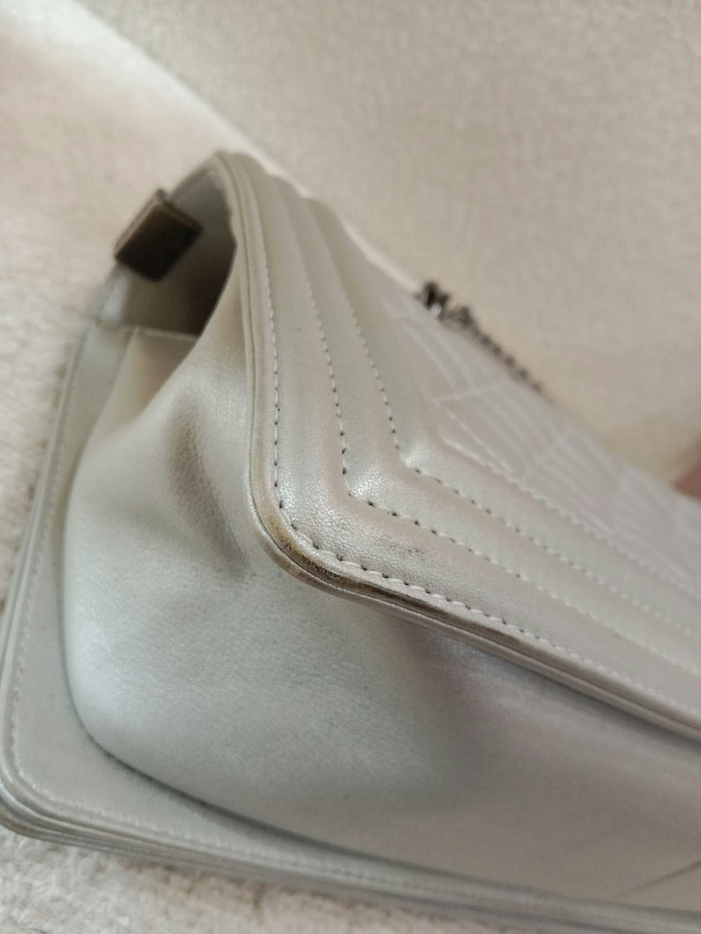 Chanel Le Boy Lambskin Old Medium Gray Series 20
