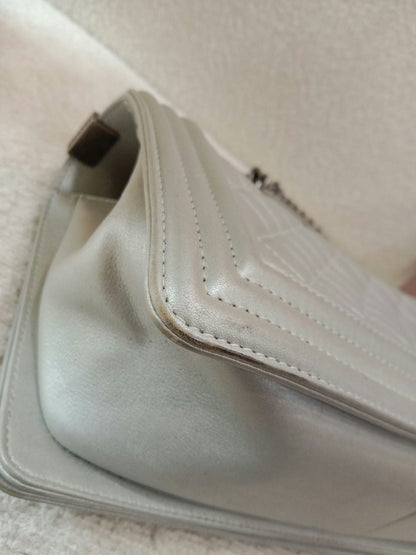 Chanel Le Boy Lambskin Old Medium Gray Series 20