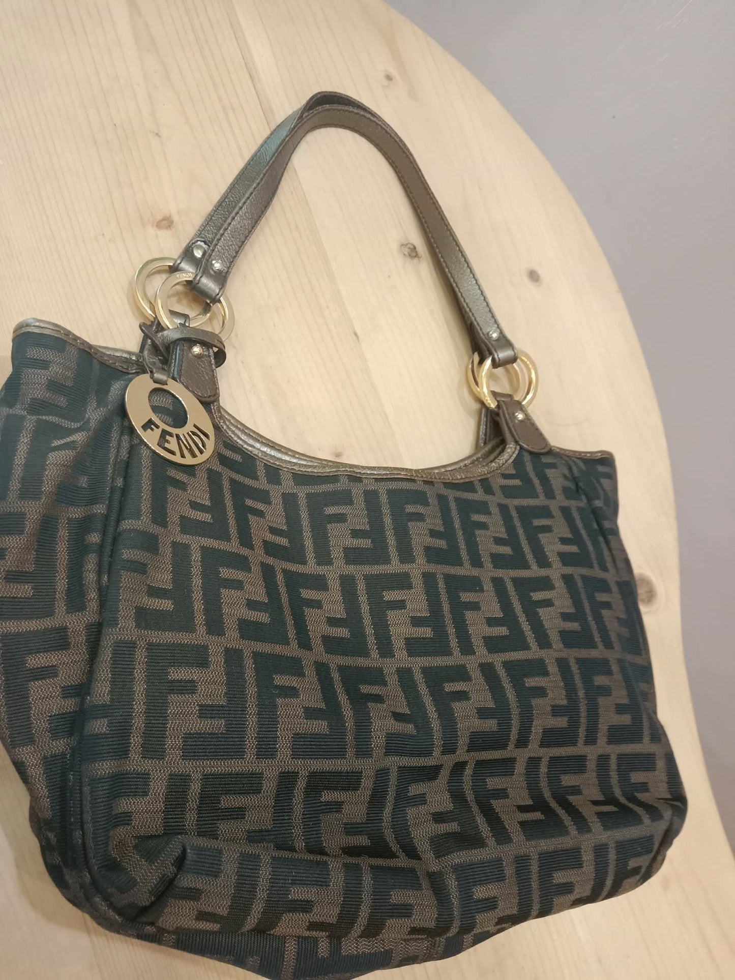Fendi Zucca Canvas Trim Chef Shopper Tote Bag Brown
