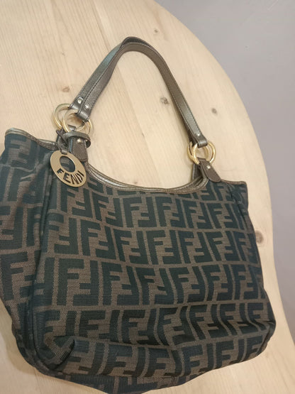 Fendi Zucca Canvas Trim Chef Shopper Tote Bag Brown