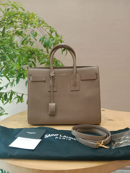 Saint Laurent Sac De Jour Taupe Grained Leather