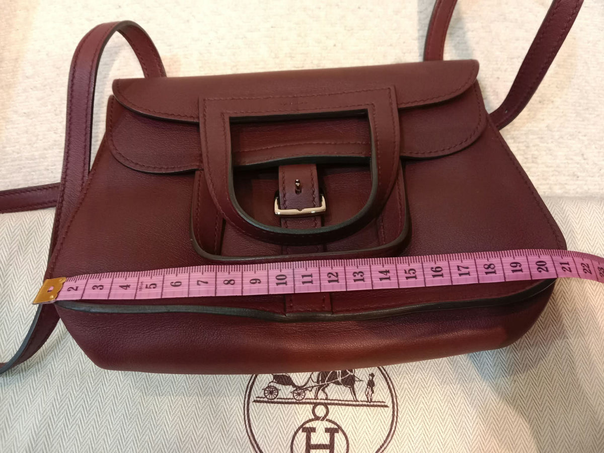 Hermes Halzan 22 Burgundy Clemence Stamp A 2017