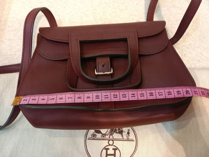 Hermes Halzan 22 Burgundy Clemence Stamp A 2017