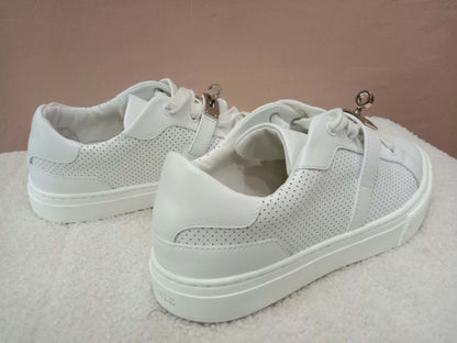 Hermes Day White Kelly Sneakers Rose Gold Buckle Size 35