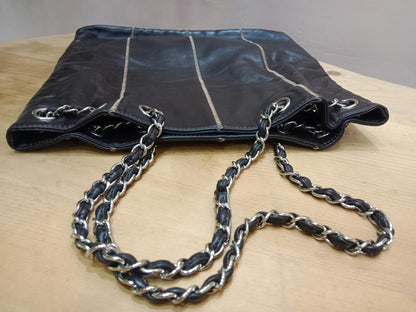 Chanel Drawstring Lambskin Black Tote Bag Series 8