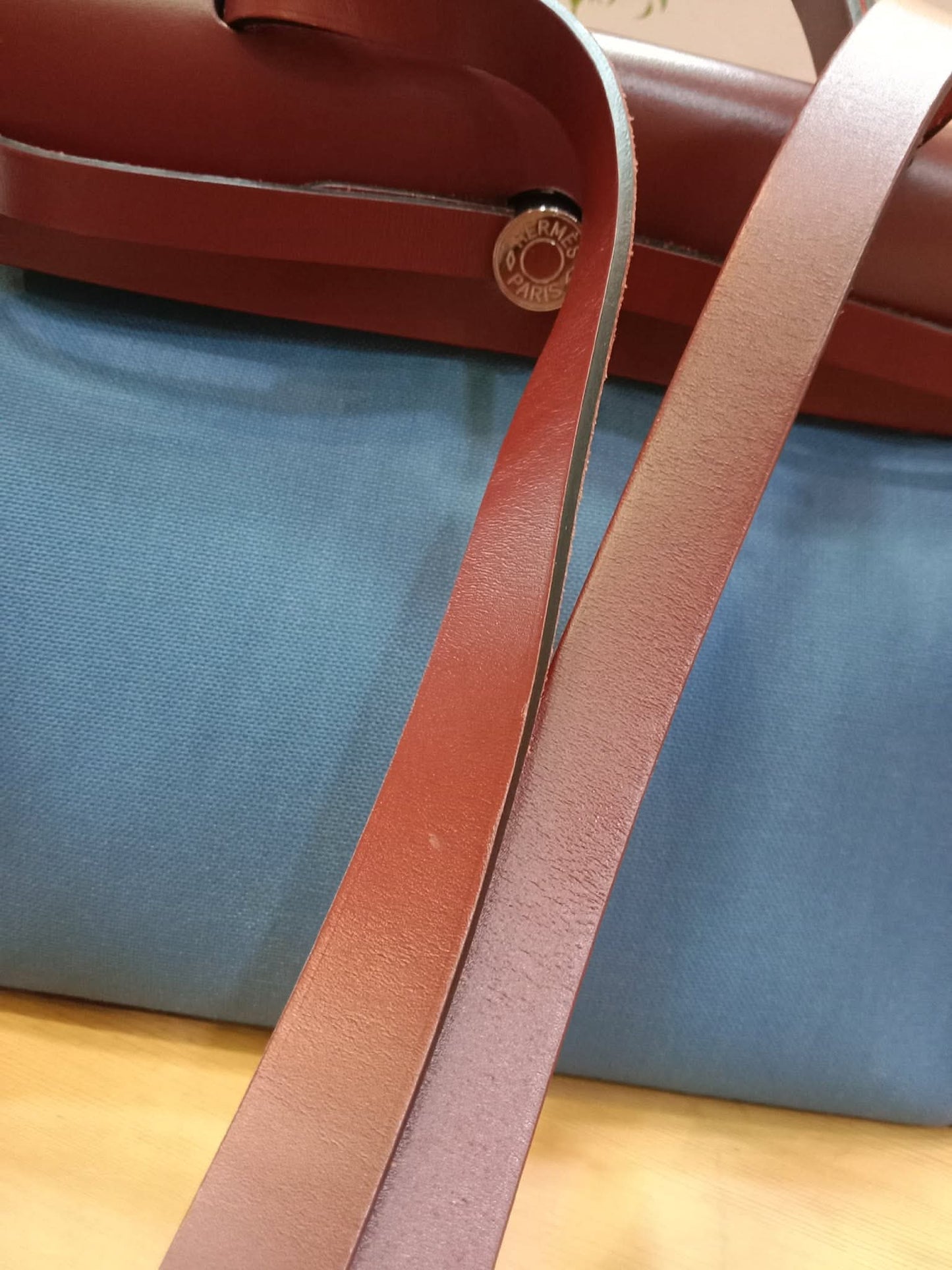 Hermes Herbag Zip 31 Bicolor Blue/Red Canvas & Leather Stamp X 2016