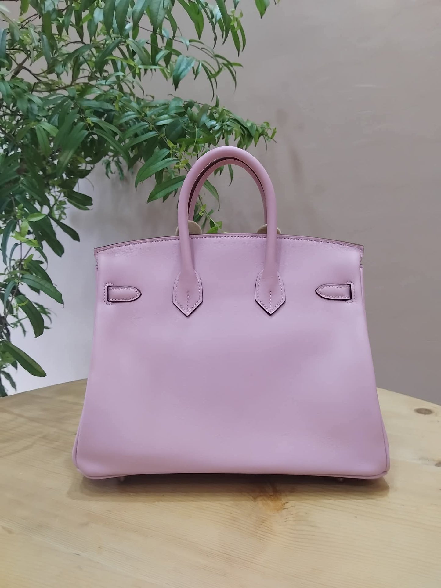 Hermes Birkin 25 Mauve Sylvestre Swift Rose Gold Hardware Stamp W 2024
