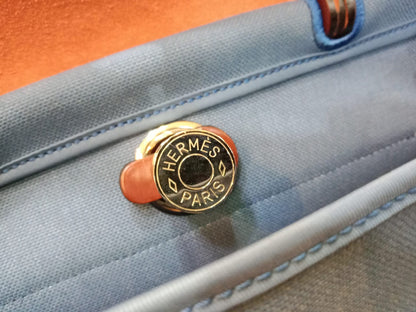 Hermes Herbag Zip 31 Bicolor Blue/Red Canvas & Leather Stamp X 2016