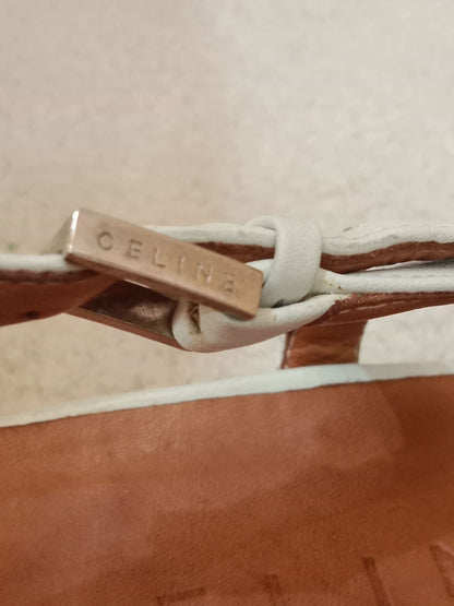 Celine Leather Slingback Loafers Classic Square-Toe Design White Size 37.5