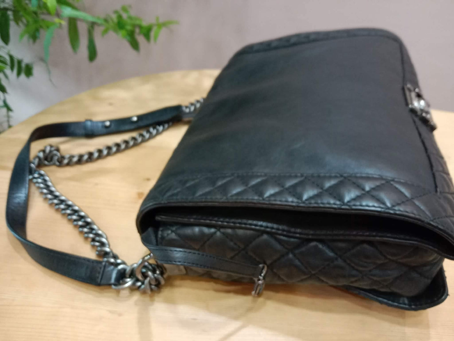 Chanel Boy Reverso Flap Bag Quilted Borders Antique Silver Hardware Series 18