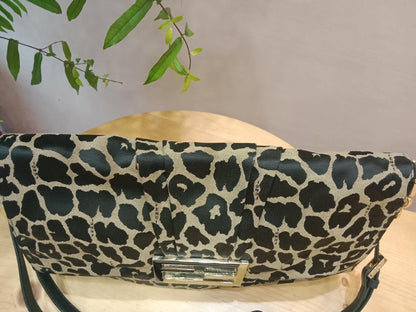 Fendi Mia Flap Bag Leopard Print Shoulder Bag