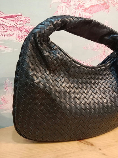 Bottega Veneta Hobo Intrecciato Bag Black