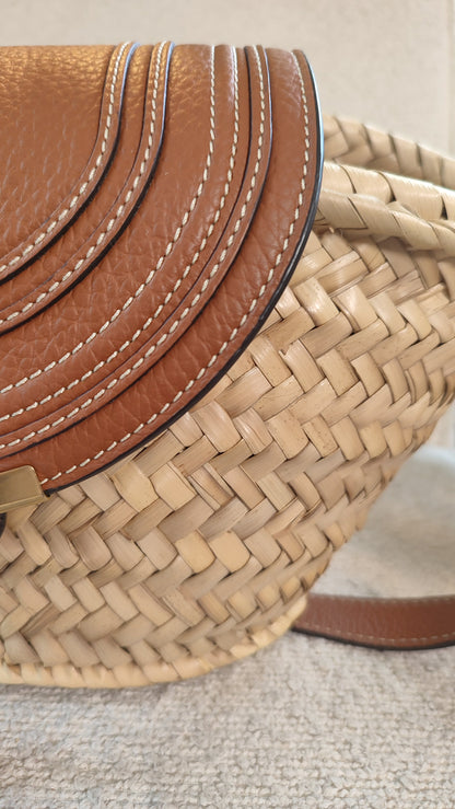 Chloe Marcie Small Raffia Basket Brown Bag