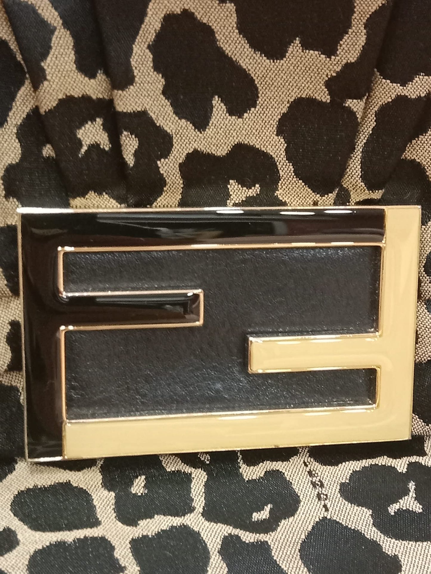 Fendi Mia Flap Bag Leopard Print Shoulder Bag