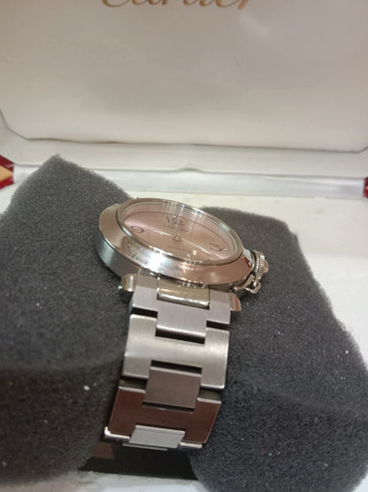Cartier Pasha C Watch 35mm Stainless Case Pink Dial Arabic Numerals