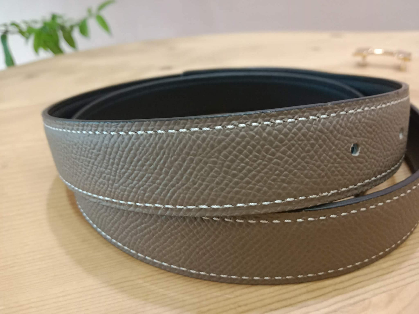 Hermes Mini Constance Reversible Belt Etoupe Stamp Z 2021