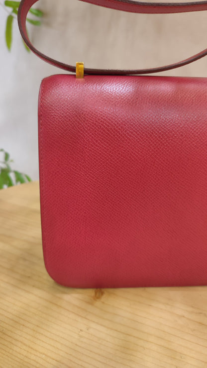 Hermes Constance 18 Red Courchevel Stamp Y Circle 1995