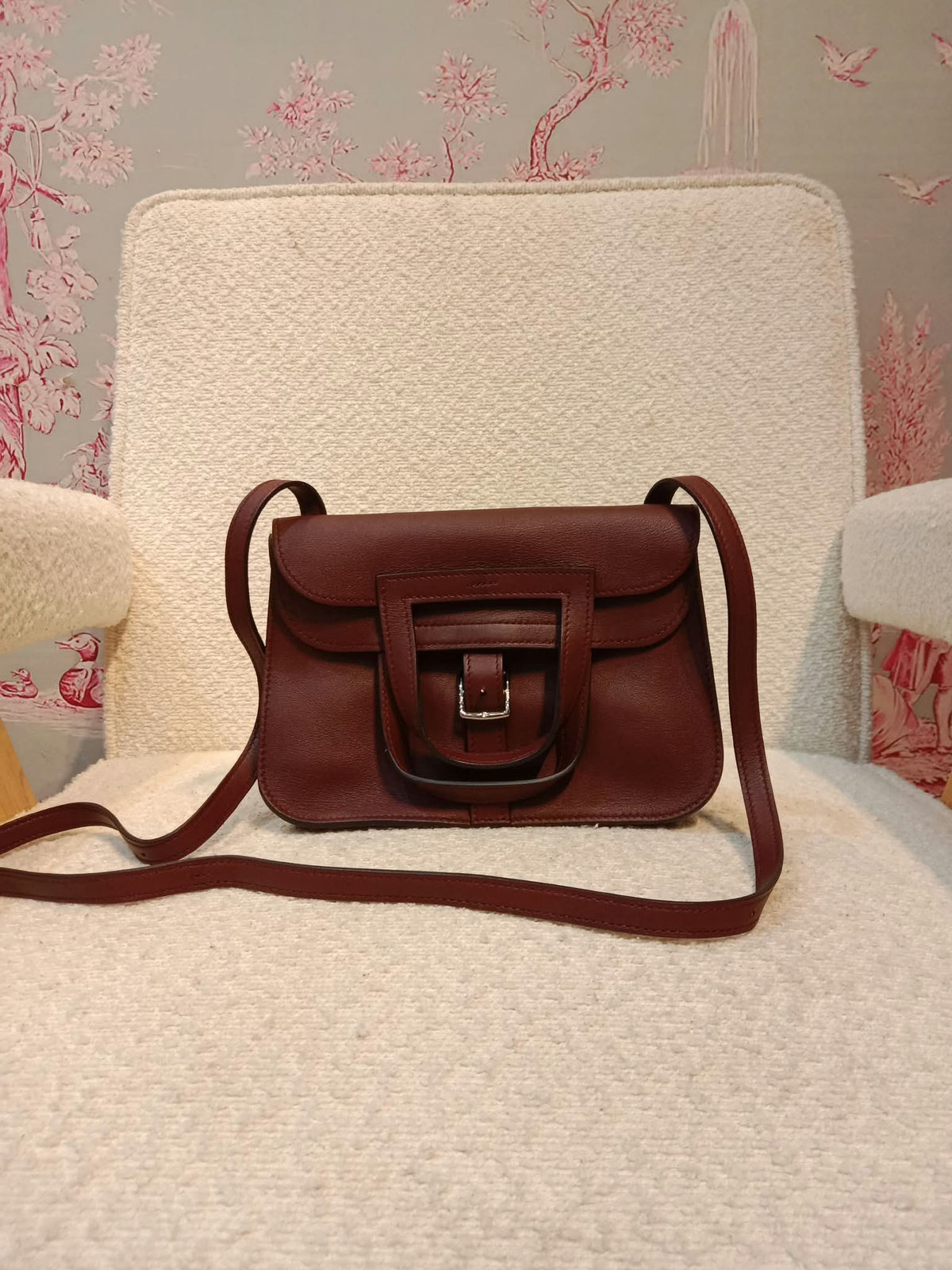 Hermes Halzan 22 Burgundy Clemence Stamp A 2017